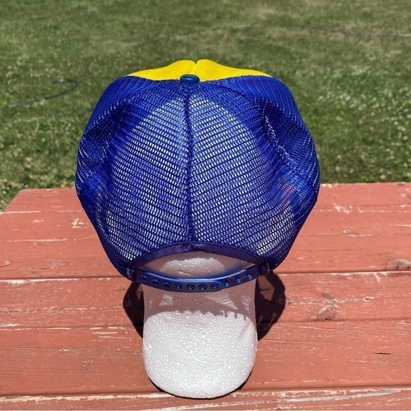 Vintage Wrangler Championship Pulling Patch Trucker Hat Snap Back Mesh Blue - Picture 5 of 13